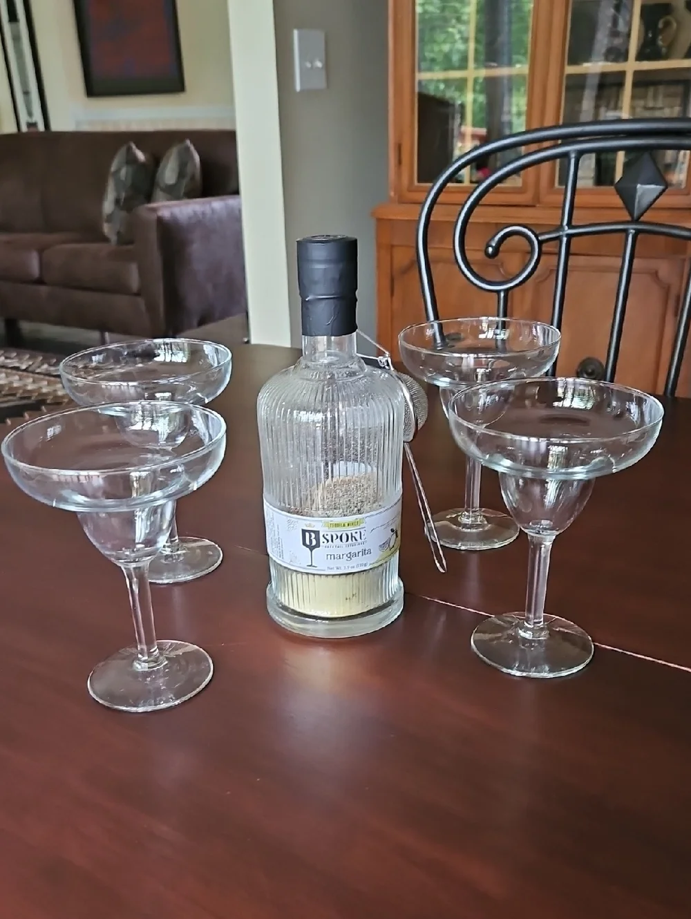 Homemade Margarita's - Set of 4 Glasses & BSpoke Maragrita Mix With Strainer